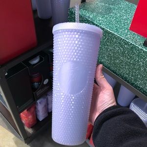 Starbucks Icy White Lilac Venti Tumbler Bling Studded Holiday 2021 Cup